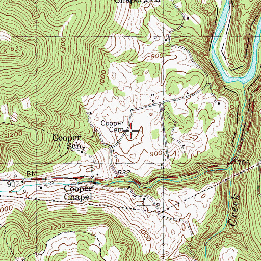 Topographic Map of Cooper Cemetery, TN