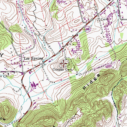 Topographic Map of Cooper Cemetery, TN