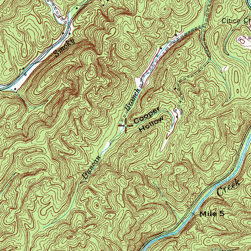 Topographic Map of Cooper Hollow, TN
