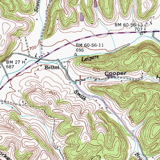 Topographic Map of Cooper Hollow, TN