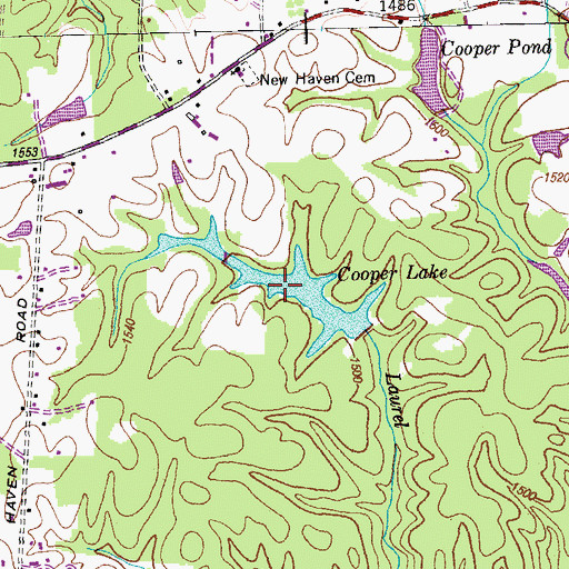 Topographic Map of Cooper Pond, TN