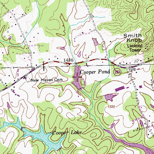 Topographic Map of Cooper Pond, TN