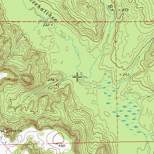 Topographic Map of Tumlame Branch, AL