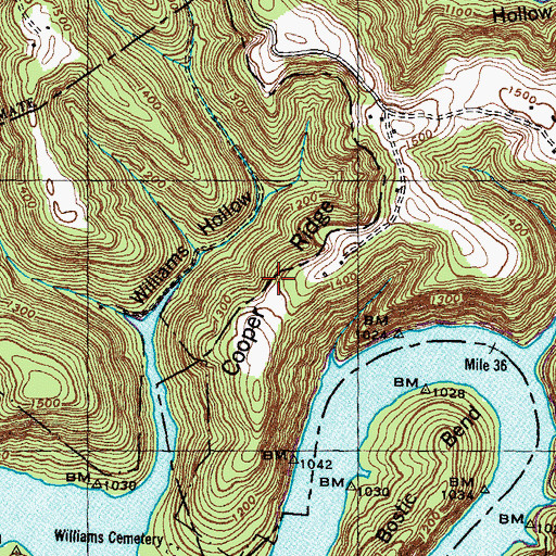 Topographic Map of Cooper Ridge, TN