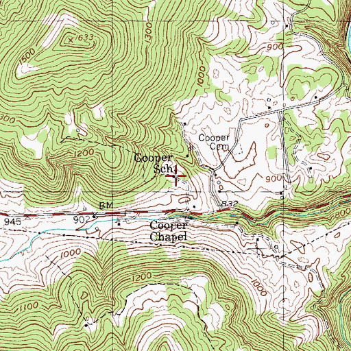 Topographic Map of Cooper School, TN