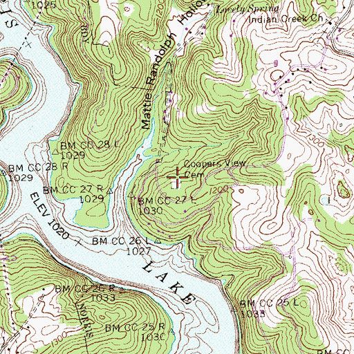 Topographic Map of Coopers View Cemetery, TN