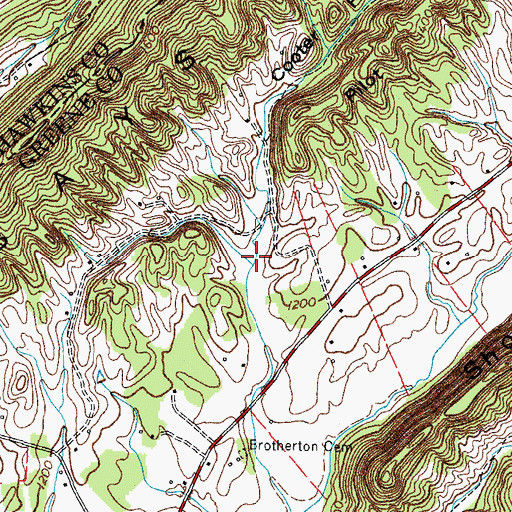 Topographic Map of Cooter Hollow, TN