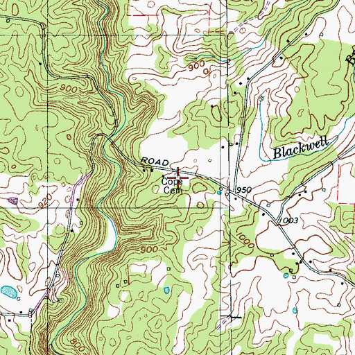 Topographic Map of Cope Cemetery, TN