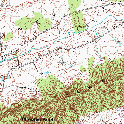 Topographic Map of Cope Cemetery, TN