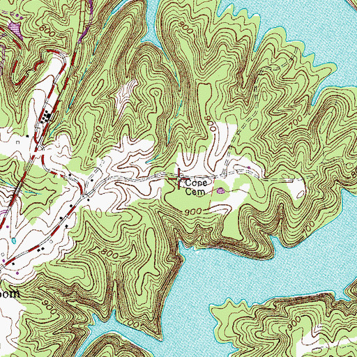 Topographic Map of Cope Cemetery, TN