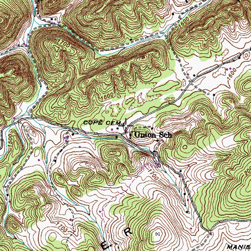 Topographic Map of Cope Cemetery, TN