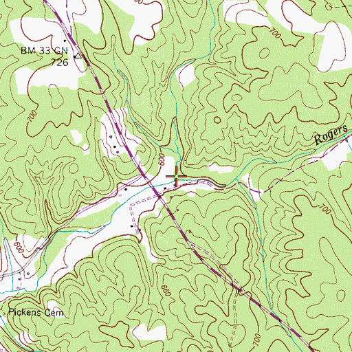 Topographic Map of Copeland Branch, TN