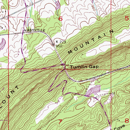 Topographic Map of Tumlin Gap, AL