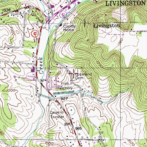 Topographic Map of Copeland Cemetery, TN