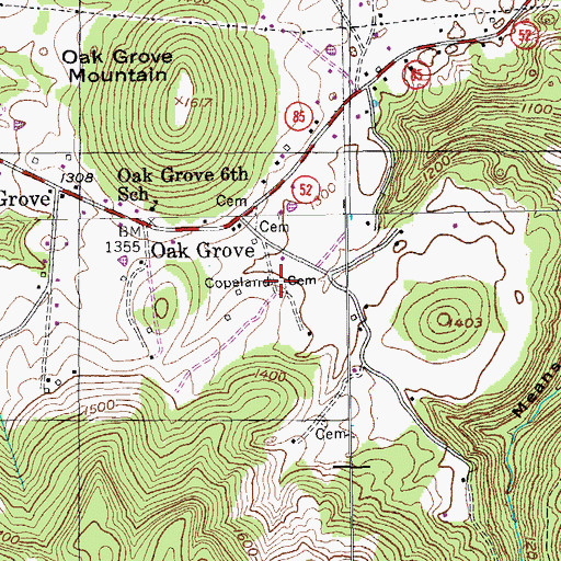 Topographic Map of Copeland Cemetery, TN