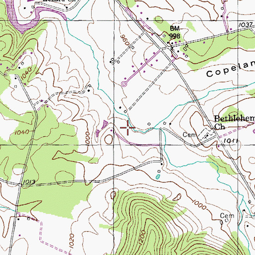 Topographic Map of Copeland Cove, TN