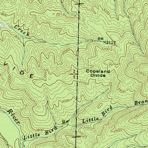 Topographic Map of Copeland Divide, TN