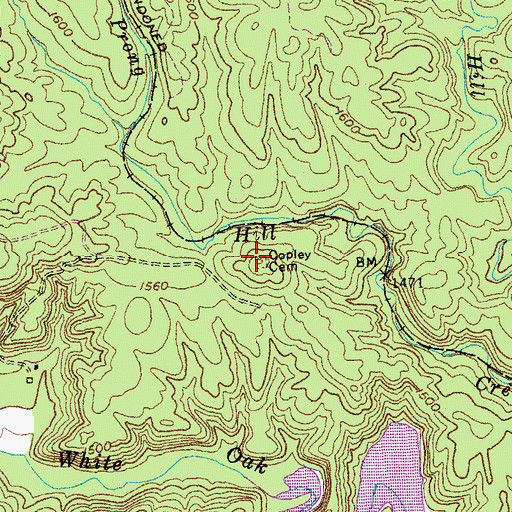 Topographic Map of Copley Cemetery, TN