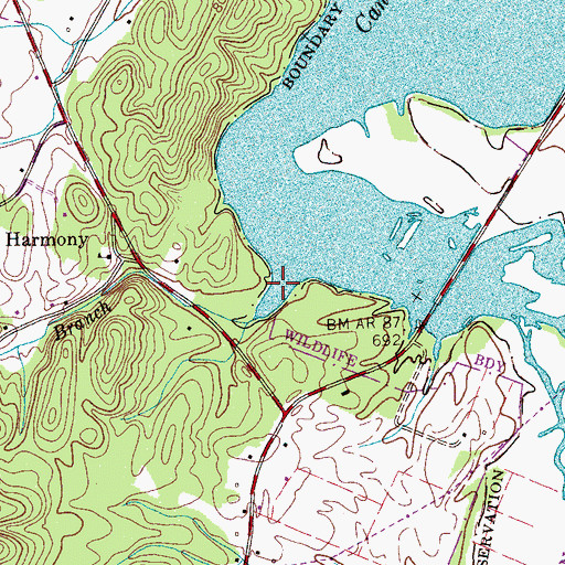 Topographic Map of Copper Branch, TN