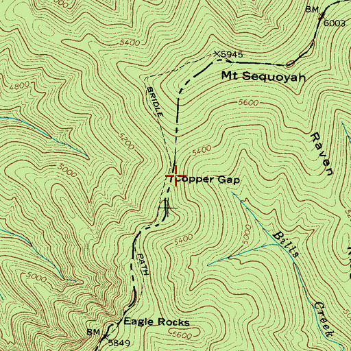 Topographic Map of Copper Gap, TN