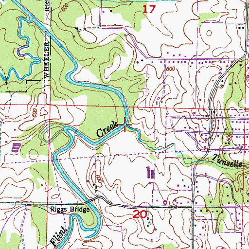 Topographic Map of Tunselle Branch, AL
