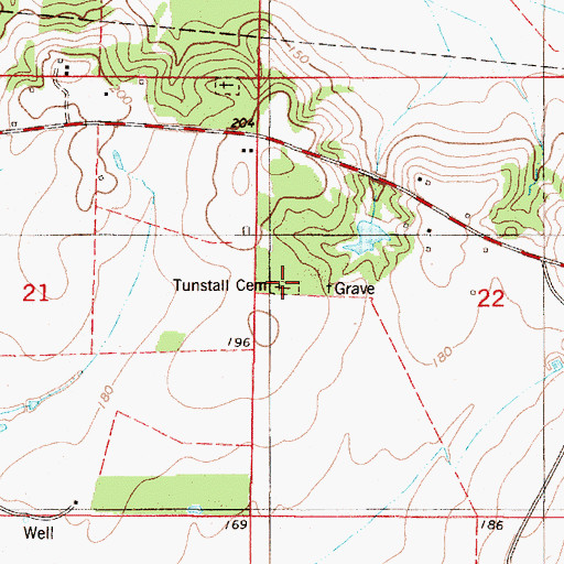 Topographic Map of Tunstall Cemetery, AL