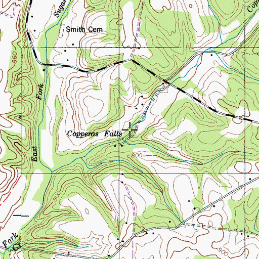 Topographic Map of Copperas Falls, TN