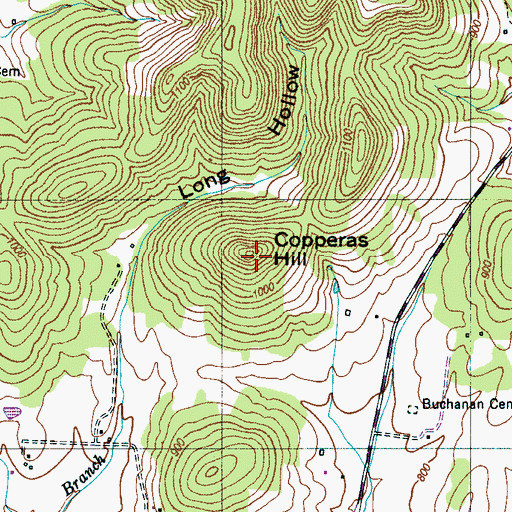 Topographic Map of Copperas Hill, TN