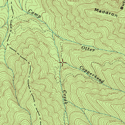 Topographic Map of Copperhead Branch, TN