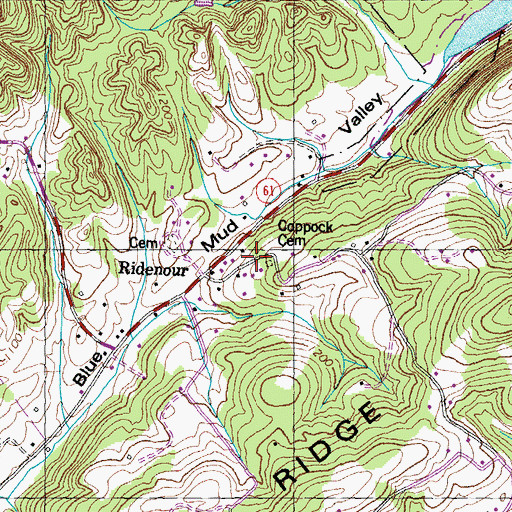 Topographic Map of Coppock Cemetery, TN