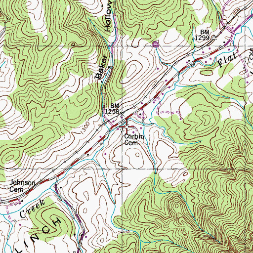 Topographic Map of Corbin Cemetery, TN