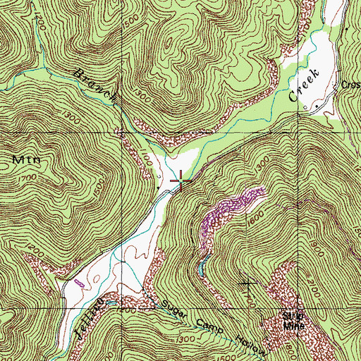 Topographic Map of Cordell Branch, TN