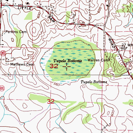 Topographic Map of Tupelo Bottoms, AL