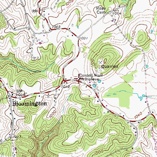 Topographic Map of Cordell Hull Birthplace, TN