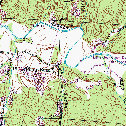 Topographic Map of Turby Branch, AL