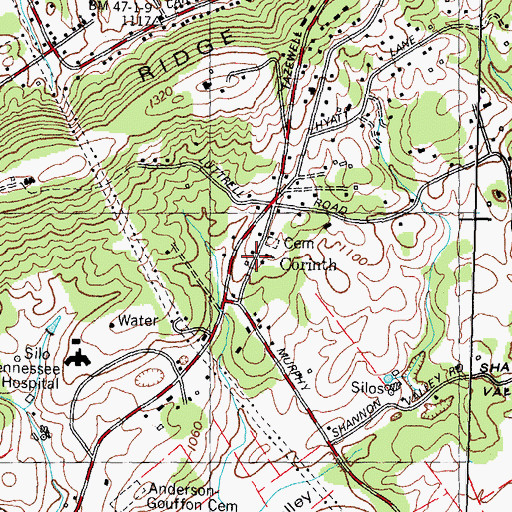 Topographic Map of Corinth, TN