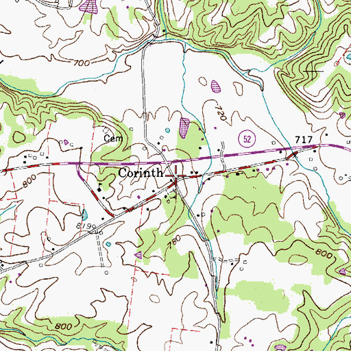 Topographic Map of Corinth, TN