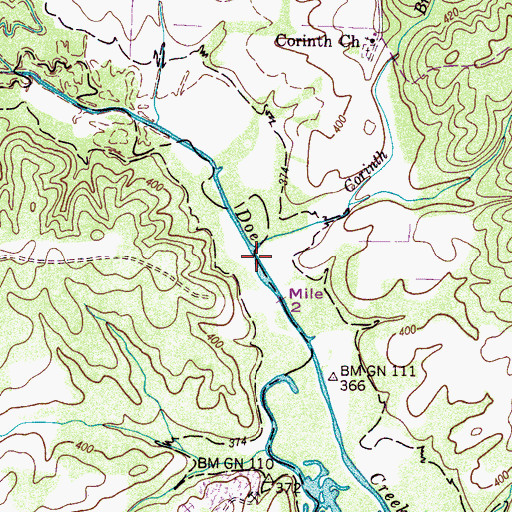 Topographic Map of Corinth Branch, TN