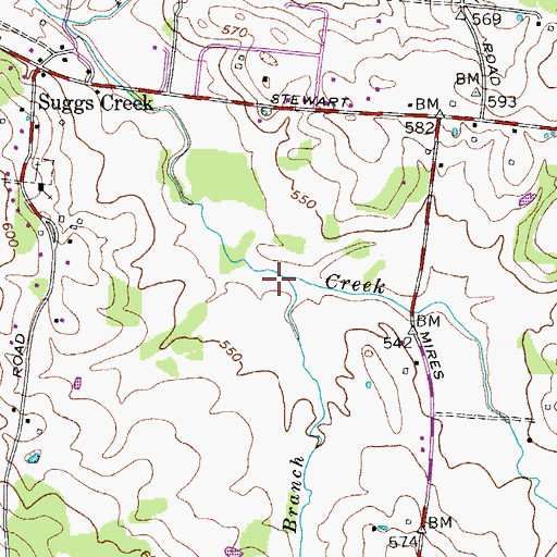 Topographic Map of Corinth Branch, TN