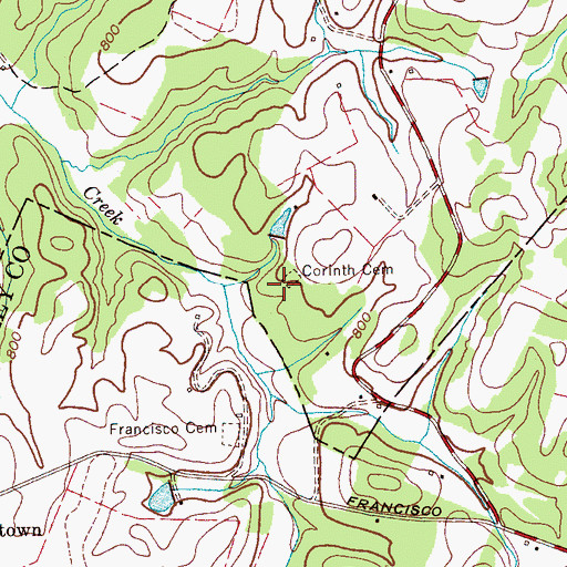 Topographic Map of Corinth Cemetery, TN