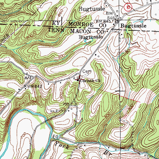 Topographic Map of Corinth Church, TN