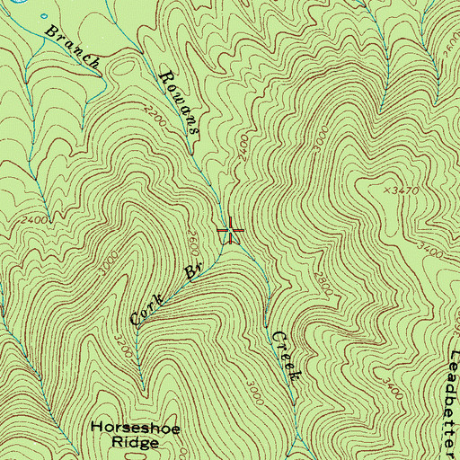 Topographic Map of Cork Branch, TN