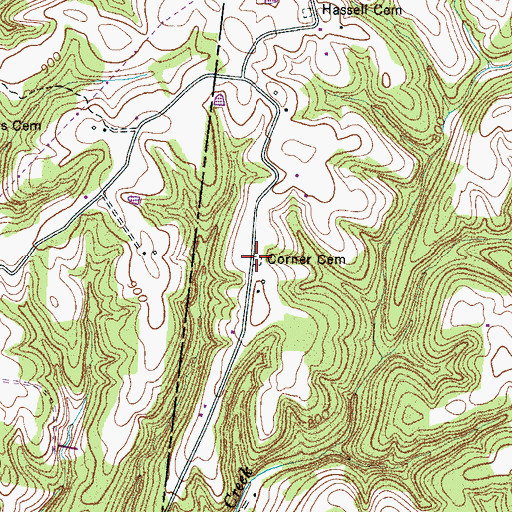 Topographic Map of Corner Cemetery, TN