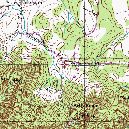 Topographic Map of Cornertown Church, TN