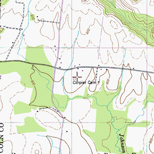 Topographic Map of Corpier Cemetery, TN