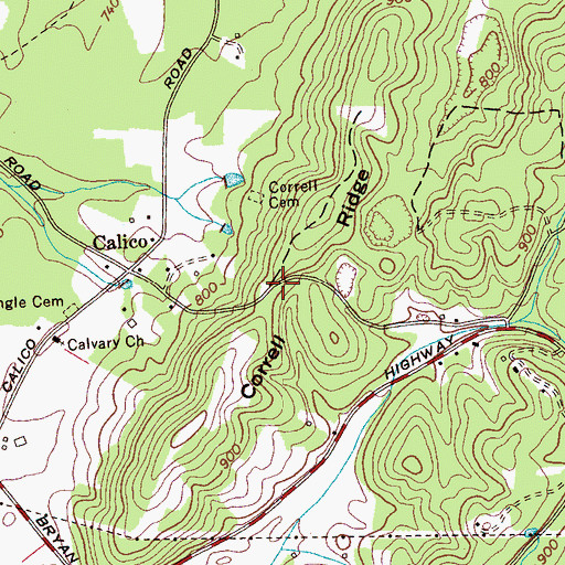 Topographic Map of Correll Ridge, TN