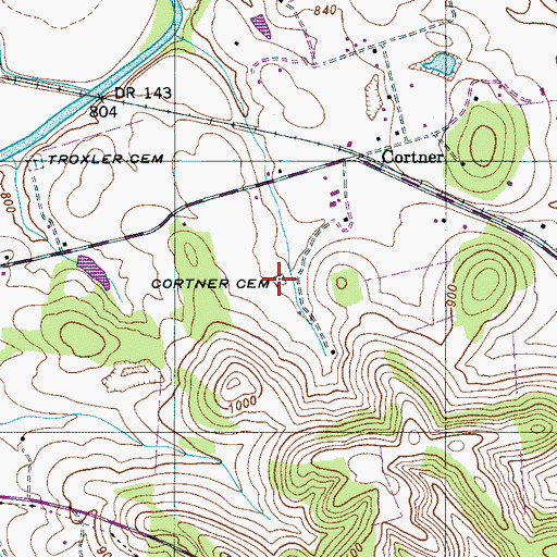 Topographic Map of Cortner Cemetery, TN