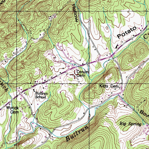Topographic Map of Corum Cemetery, TN