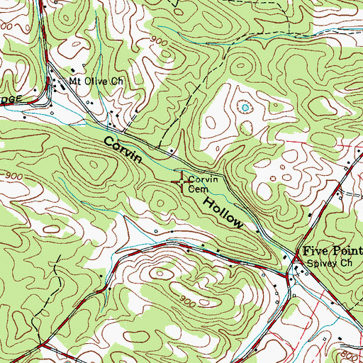 Topographic Map of Corvin Cemetery, TN