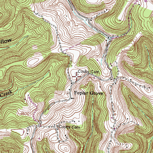 Topographic Map of Cosby Cemetery, TN